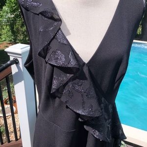🌹Connected Apparel~Women’s Gorgeous Black Dress with Cascading Ruffle❤️